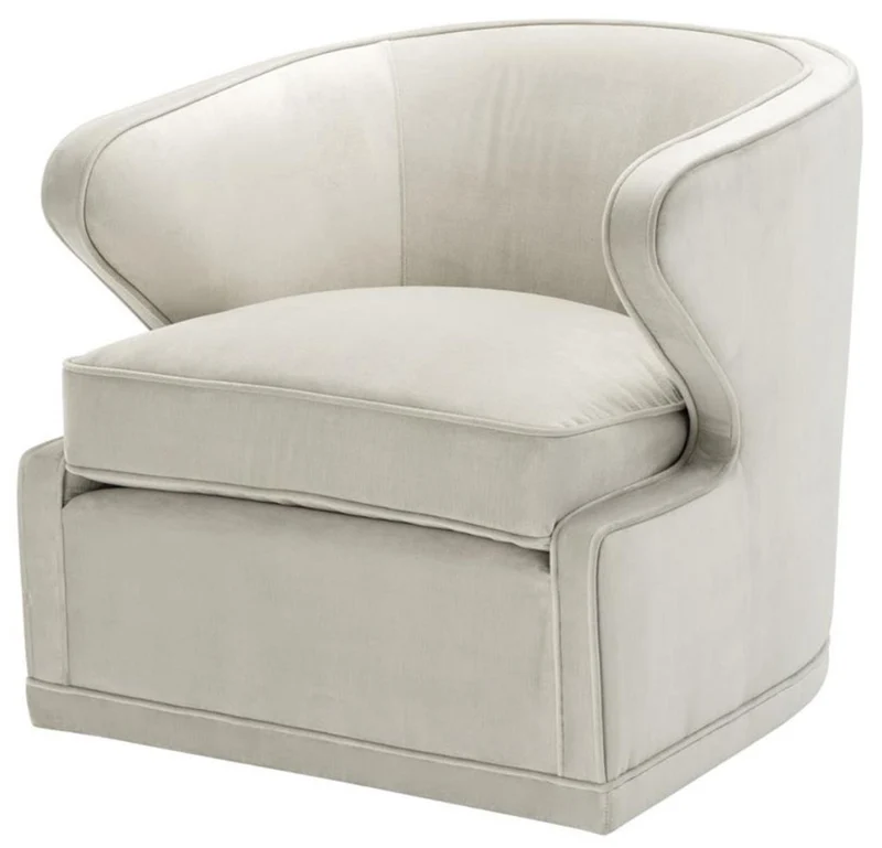 Casa Padrino Wohnzimmer Sessel / Drehsessel Hellgrau 75 x 80 x H. 73 cm - Luxus Wohnzimmermöbel
