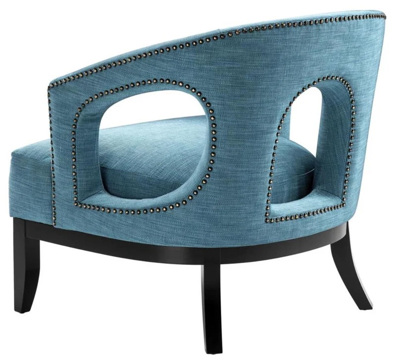Casa Padrino Wohnzimmer Sessel Türkis / Schwarz 80 x 76 x H. 79 cm - Luxus Wohnzimmermöbel
