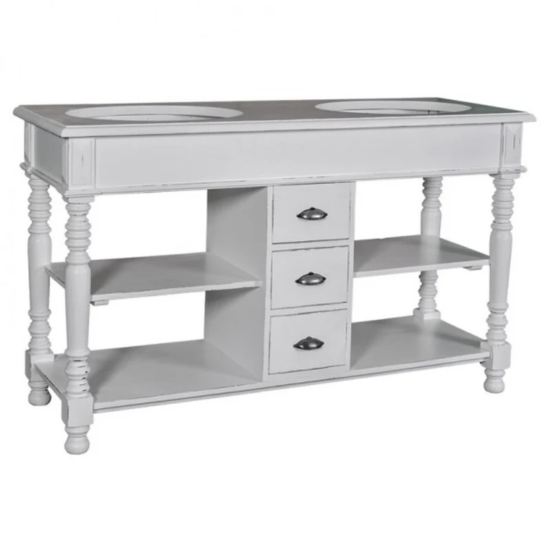Casa Padrino Landhaus Stil Waschschrank Waschtisch inkl 2 Waschbecken mit Schubladen San Sebastian - Bad Schrank Massivholz