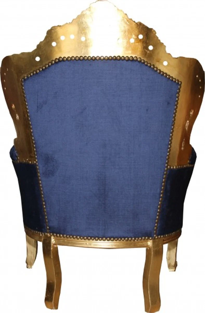 Casa Padrino Barock Sessel King royalblau / gold mit Bling Bling Glitzersteinen - Antikstil Sessel, 120 x 85 x 85 cm
