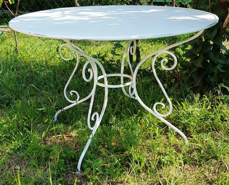 Casa Padrino Gartentisch aus Schmiedeeisen - verschiedene Farben - Ø115 cm x H75 cm - Luxus Gartenmöbel