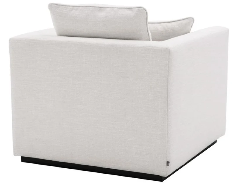 Casa Padrino Luxus Wohnzimmer Sessel Weiß / Schwarz 98 x 100 x H. 73 cm - Wohnzimmermöbel