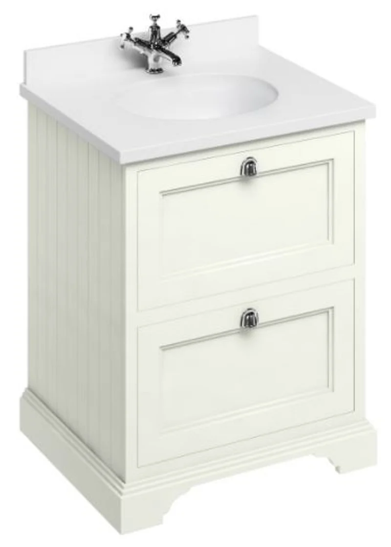 Casa Padrino Waschschrank / Waschtisch mit Marmorplatte und 2 Schubladen 67 x 55 x H.93 cm