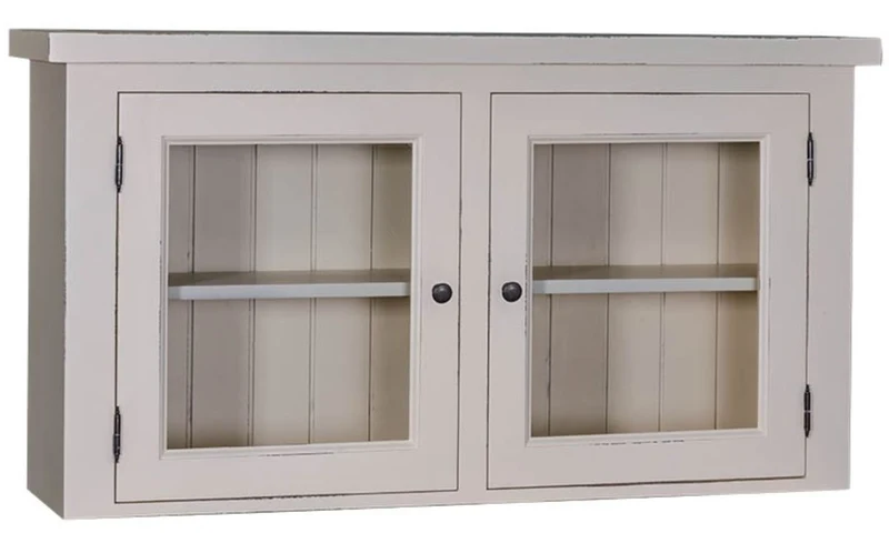 Casa Padrino Landhausstil Küchenhängeschrank Antik Hellgrau 120 x 31 x H. 65 cm - Landhausstil Küchenschrank mit 2 Glastüren