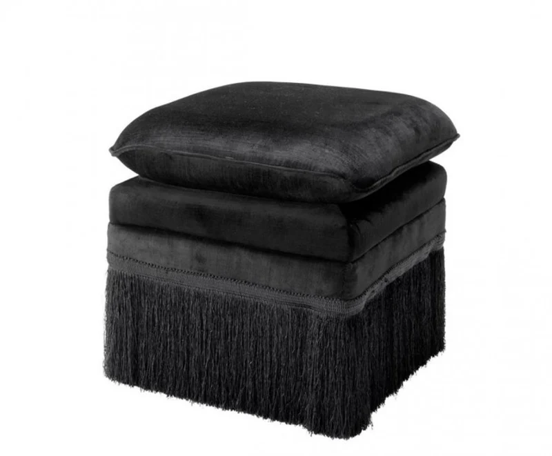 Casa Padrino Luxus Hocker im Barockstil Schwarz 41 x 41 x H. 42 cm - Eleganter Hotel Hocker für gehobene Ansprüche