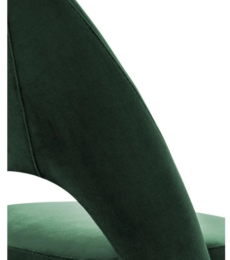 Casa Padrino Luxus Esszimmerstuhl in Grün und Schwarz - Edler Stuhl mit Messing-Akzenten - 52 x 58 x H. 85 cm