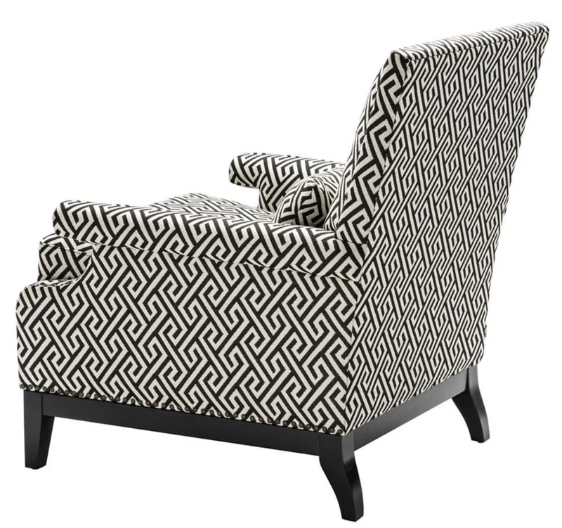 Casa Padrino Luxus Sessel Schwarz / Weiß 75 x 85 x H. 93 cm - Hotel Möbel