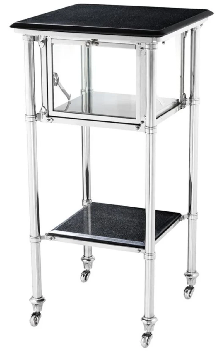 Casa Padrino Luxus Beistelltisch auf Rollen 39 x 39 x H. 80 cm - Hotel Accessoires