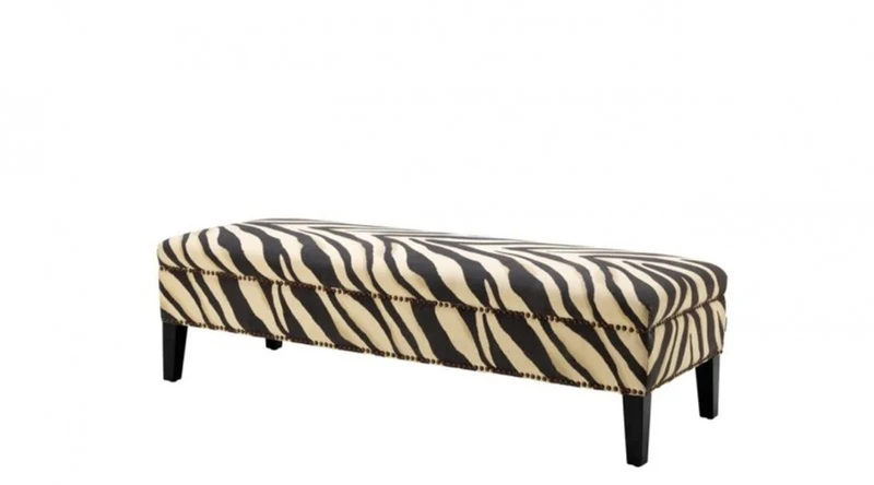 Casa Padrino Luxus Sitzbank Zebra 142 x 51 x H. 40 cm - Edle Bank mit Birkenholzgestell