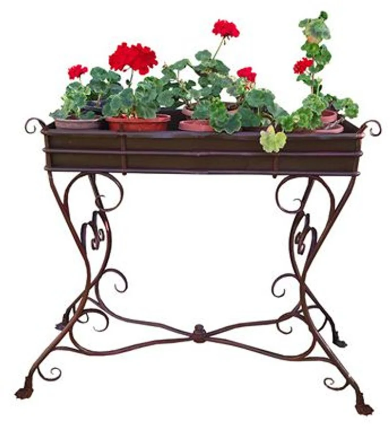 Casa Padrino Blumenständer aus Schmiedeeisen - verschiedene Farben - 113 cm x 45 cm x H83 cm - Luxus Gartenmöbel
