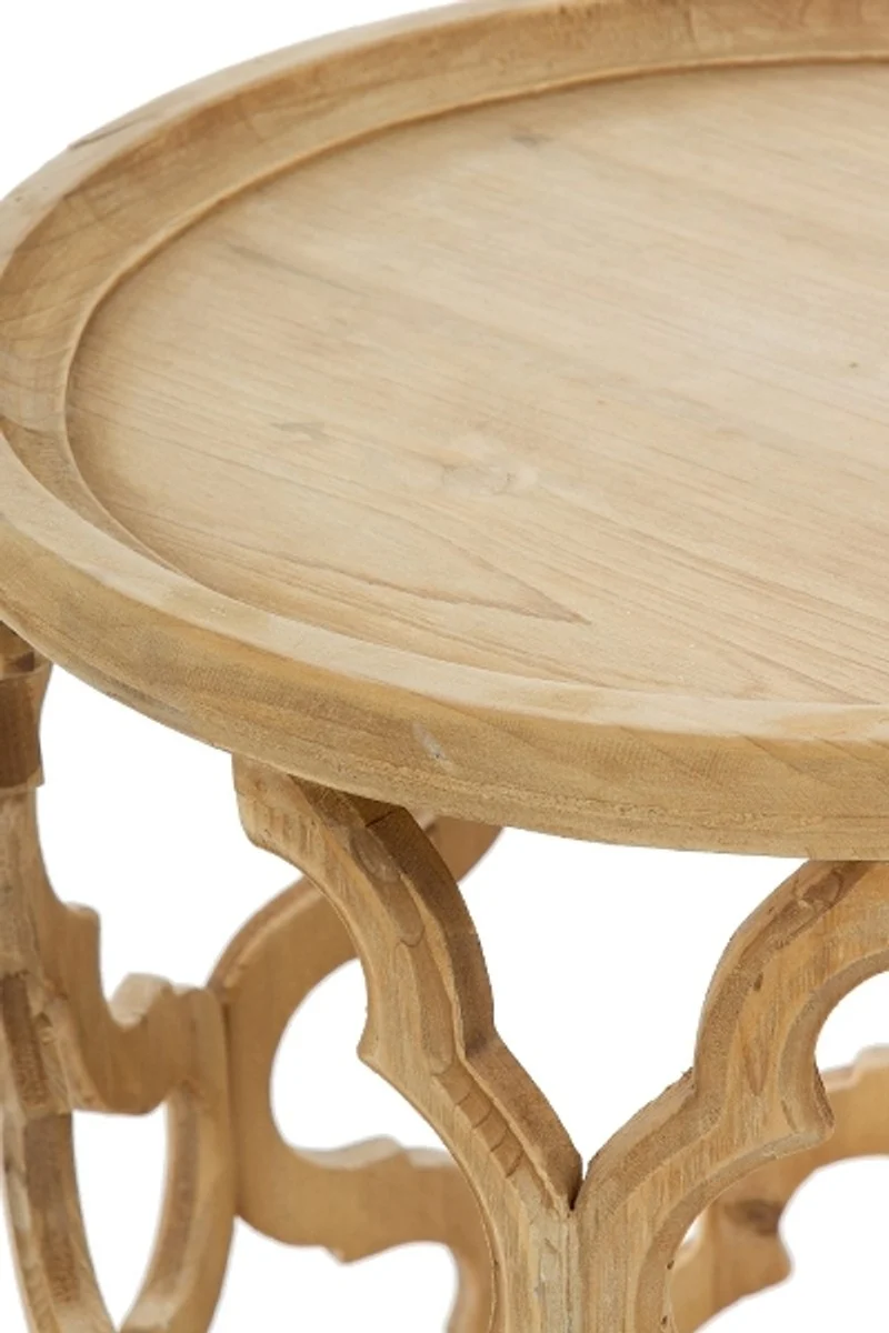 Casa Padrino Designer Beistelltisch Naturfarben Ø 40 x H. 54 cm - Moderner Runder Holztisch