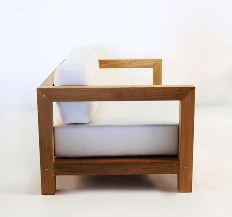 Casa Padrino Garten Sessel "Boston" Rustikal Weiss-Creme/Braun 80 x 40 x H70 cm - Eiche Massivholz - Echtholz Möbel Massiv