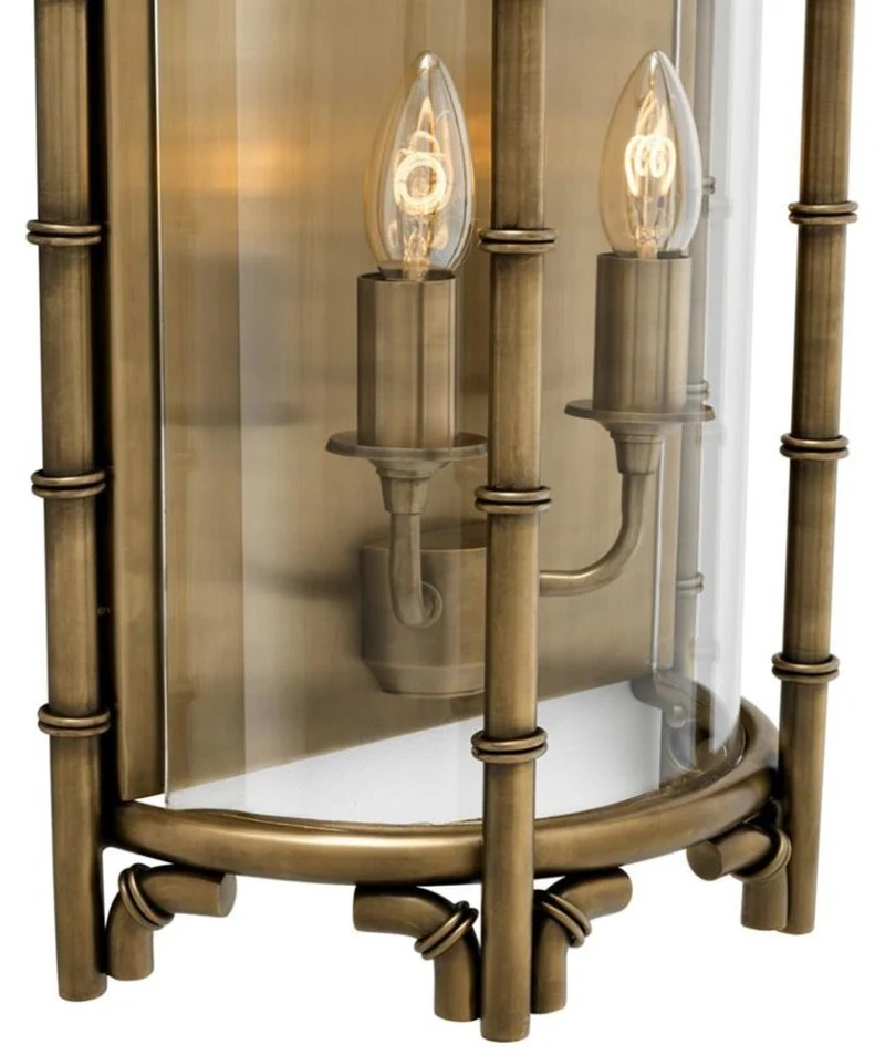 Casa Padrino Luxus Wandleuchte Antik Messing 30,5 x 15 x H. 52,5 cm - Limited Edition
