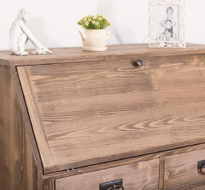 Casa Padrino Landhausstil Schreibkommode mit 2 Türen und 8 Schubladen Braun 106 x 49 x H. 109 cm - Möbel im Landhausstil