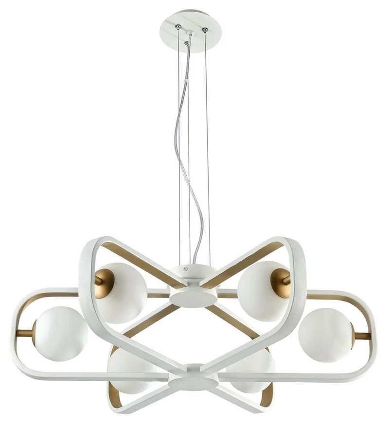 Casa Padrino Luxus Hängeleuchte Weiß / Gold Ø 65 x H. 20 cm - Luxus Kollektion