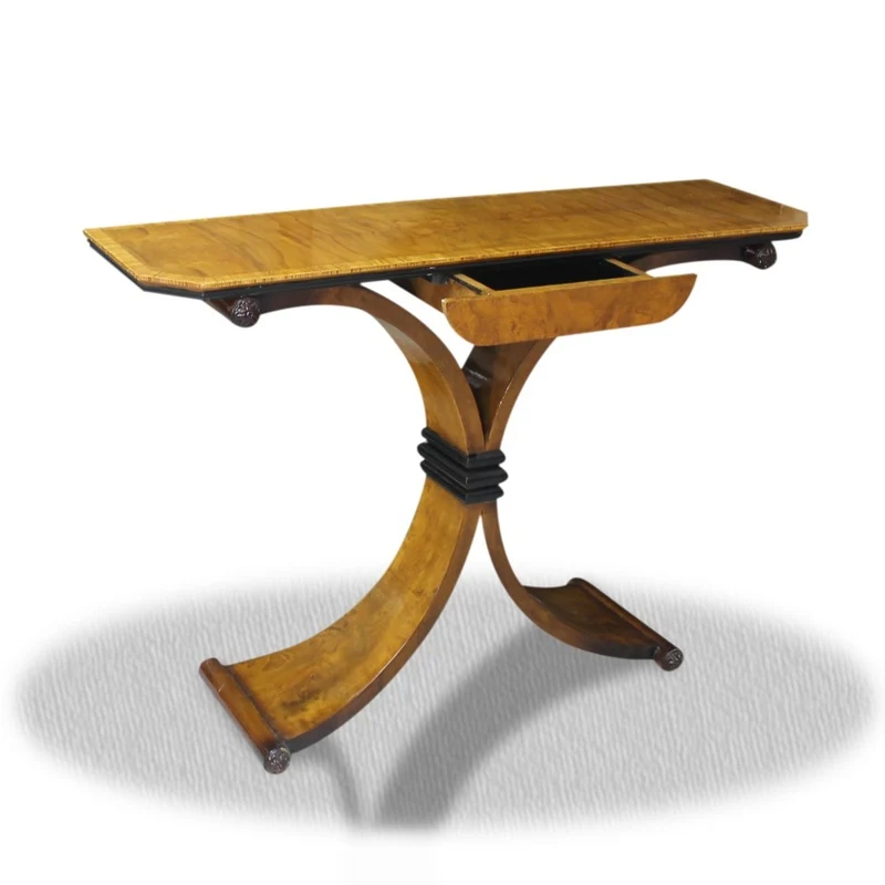Casa Padrino Beistelltisch mit Schublade in Braun und Schwarz, 100 x 35 x H. 85 cm - Luxus Konsolentisch