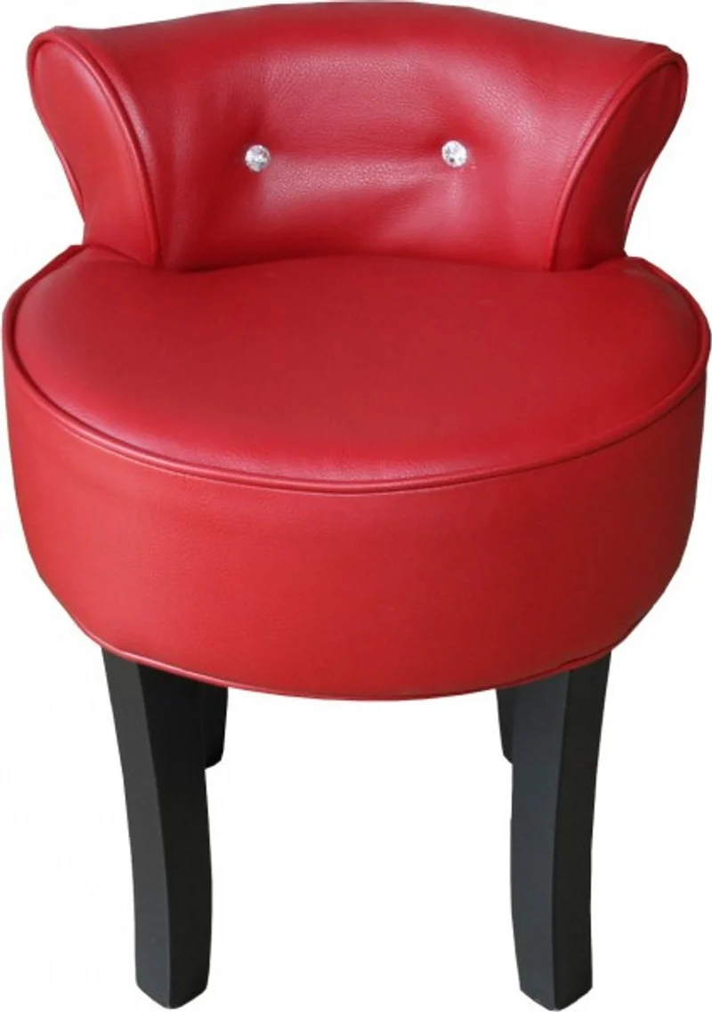 Casa Padrino Designer Hocker Boston Bordeaux-Rot/Schwarz mit Bling Bling Steinen - Barock Schminktisch Stuhl
