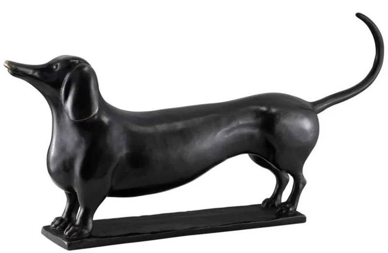 Casa Padrino Designer Bronzefigur Dachshund 46 x 8 x H. 23 cm - Luxus Qualität