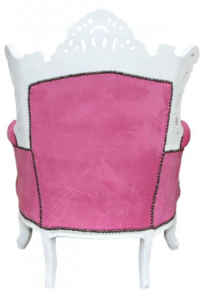 Casa Padrino Barock Antik Stil Sessel Al Capone in Pink / Weiß mit Bling Bling Glitzersteinen 90 x 80 x H. 127 cm