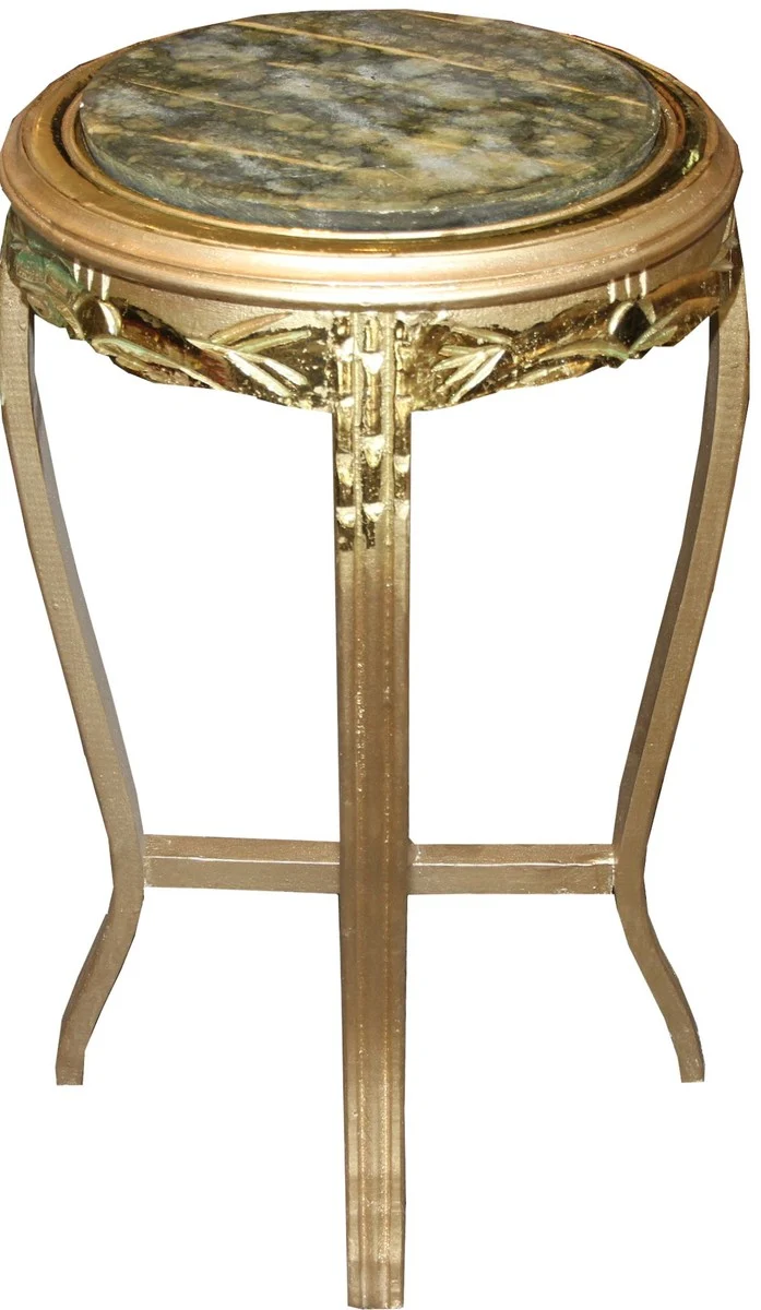 Casa Padrino Barock Beistelltisch Rund Gold /Grün Antik Look - 68 x 40cm