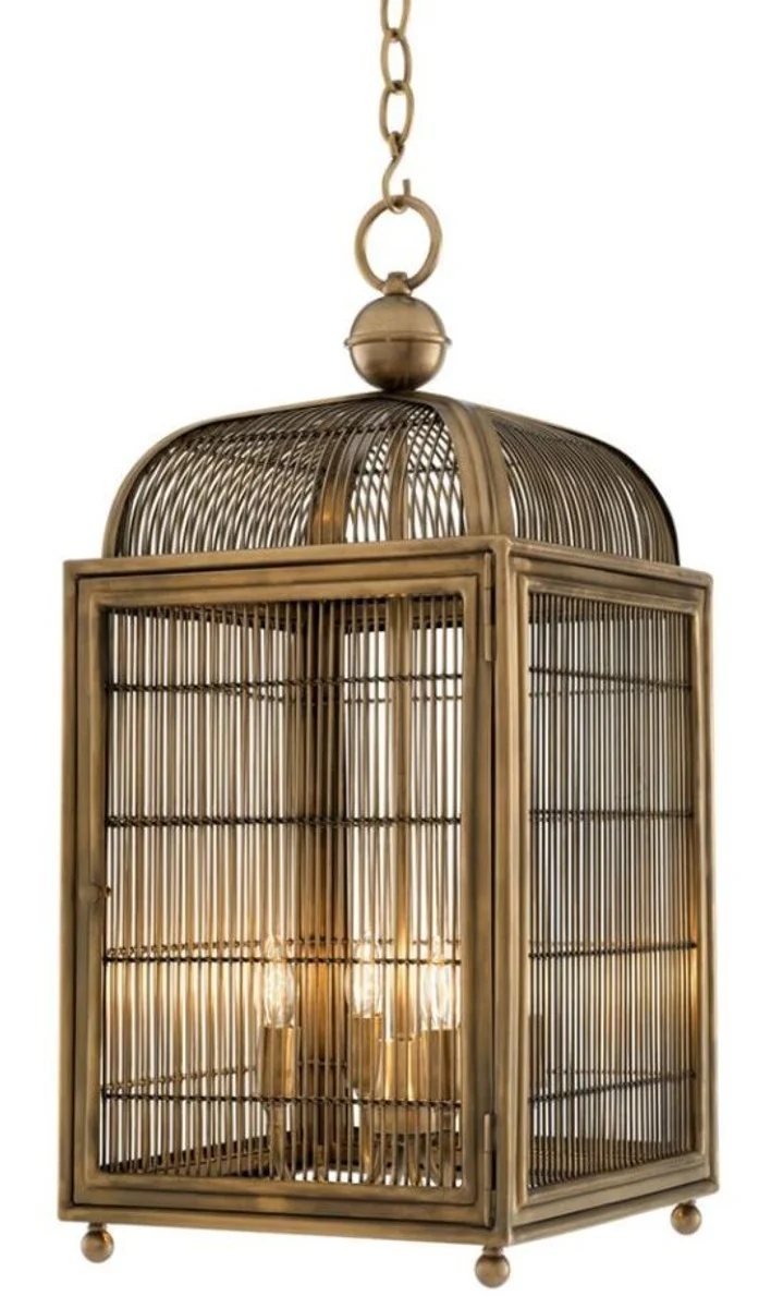 Casa Padrino Designer Hängeleuchte / Laterne Antik Messing 38 x 38 x H. 81 cm - Luxus Hängelampe