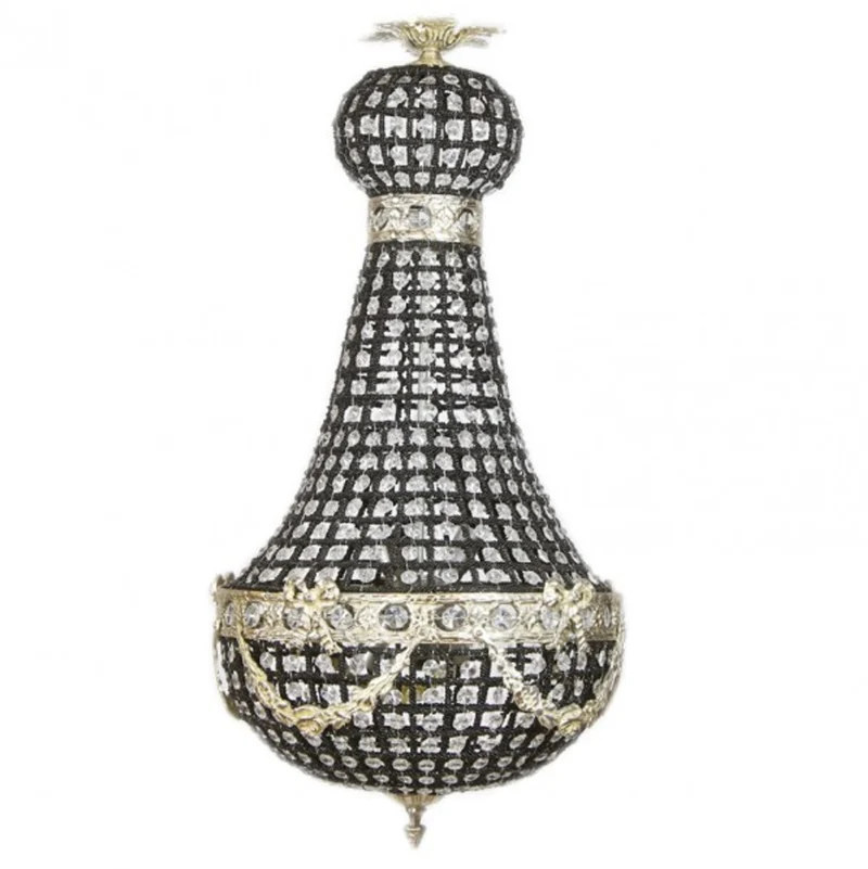 Casa Padrino Luxus Barock Decken Hängeleuchte 35 x H 70 cm - Glas / Schwarz / Silber