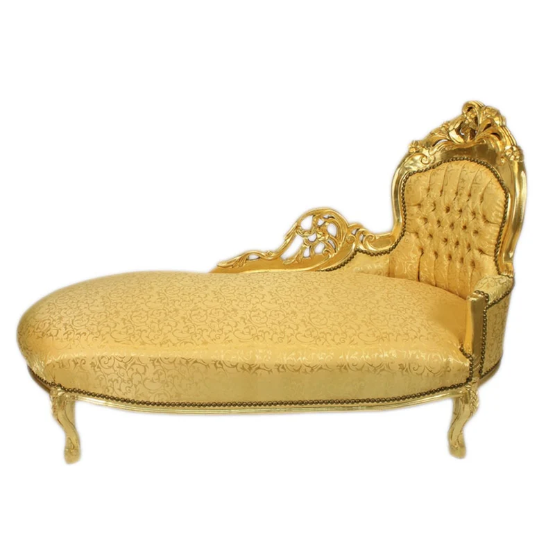 Casa Padrino Barock Chaiselongue Gold Muster / Gold - Barock Möbel - Recamiere Liege