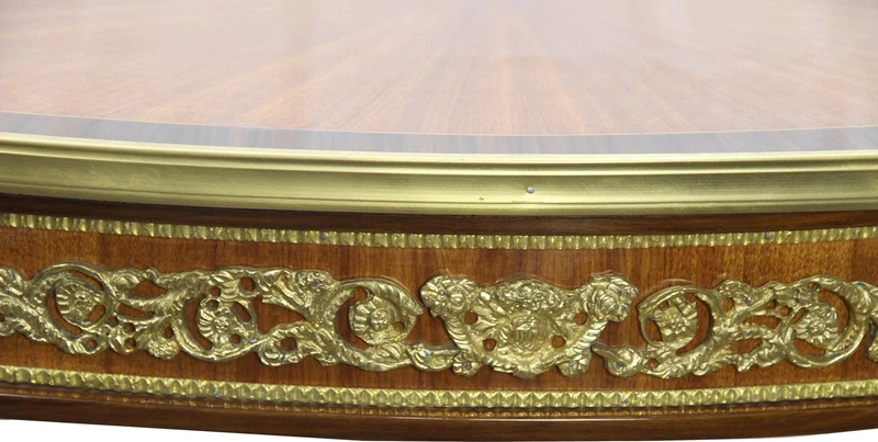 Casa Padrino Luxus Barock Beistelltisch Mahagoni Intarsien mit Messingapplikationen 90 x 53 x H77 cm