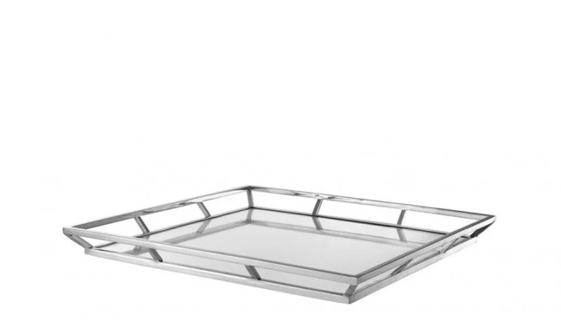 Casa Padrino Luxus Designer Edelstahl Tablett Nickel Finish Silber 50 x 50 x H. 4,5 cm
