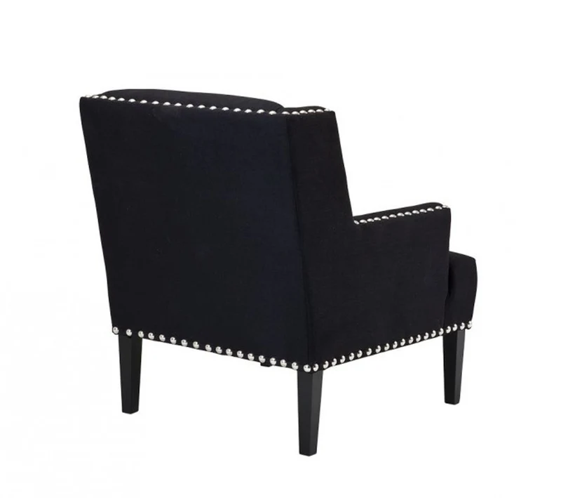 Casa Padrino Designer Art Deco Club Sessel in Schwarz - Luxuriöser Polstersessel aus Leinen-Optik, 74 x 80 x 89 cm