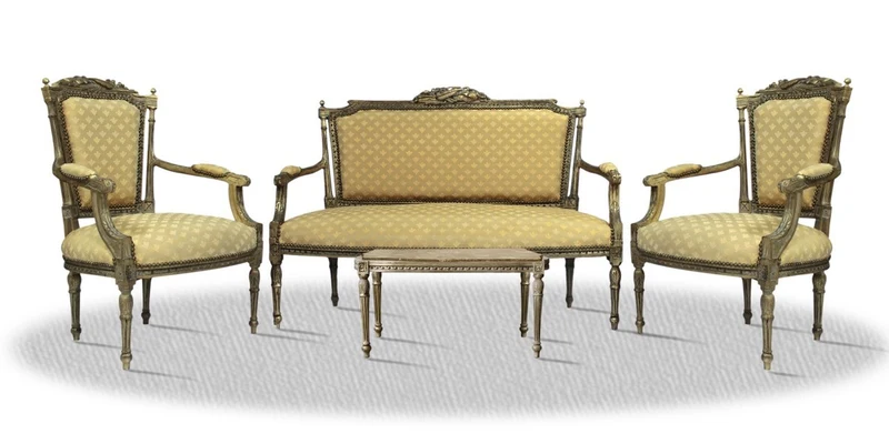 Casa Padrino Barock Salon Set Vintage Braun - Antik Stil Kollektion