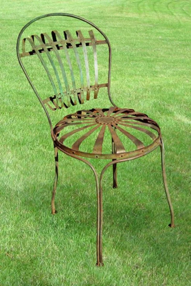 Casa Padrino Schmiedeeisen Gartenstuhl Ø 40 x H. 90 cm - verschiedene Farben - Jugendstil Gartenmöbel