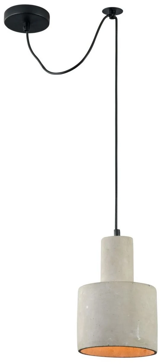 Casa Padrino Moderne Hängeleuchte aus Beton in Grau - Ø 16 x H. 22,5 cm - Pendelleuchte mit Metallakzenten