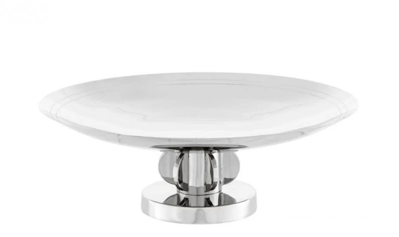 Casa Padrino Luxus Tablett Nickel Finish 35,5 x H. 12,5 cm - Luxus Kollektion