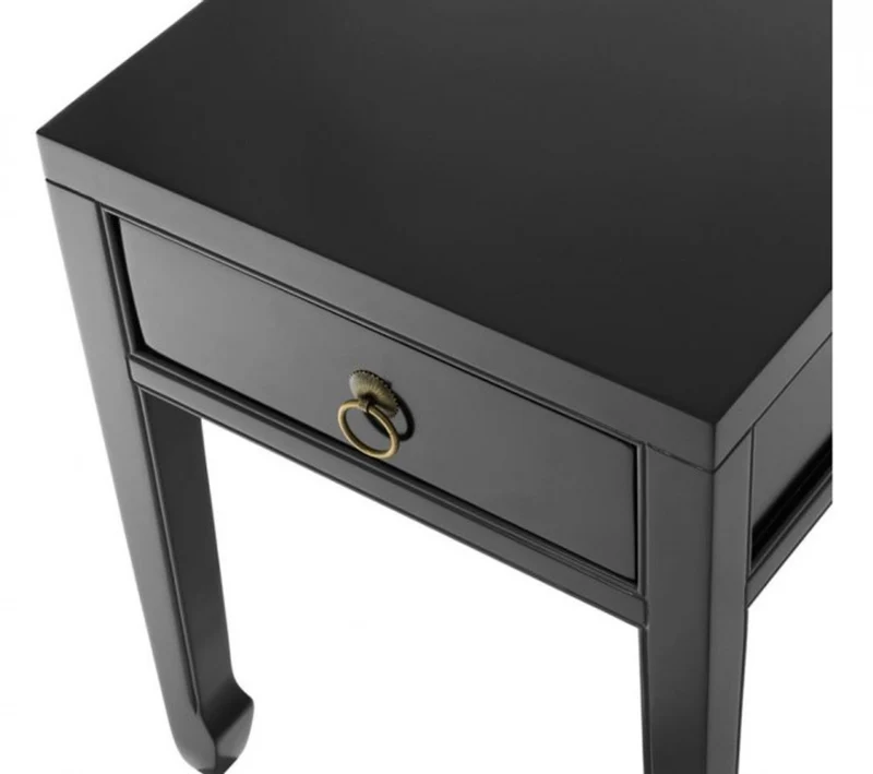 Casa Padrino Luxus Art Deco Designer Beistelltisch aus Birkenholz in Schwarz und antikem Messing 40 x 40 x H. 53 cm