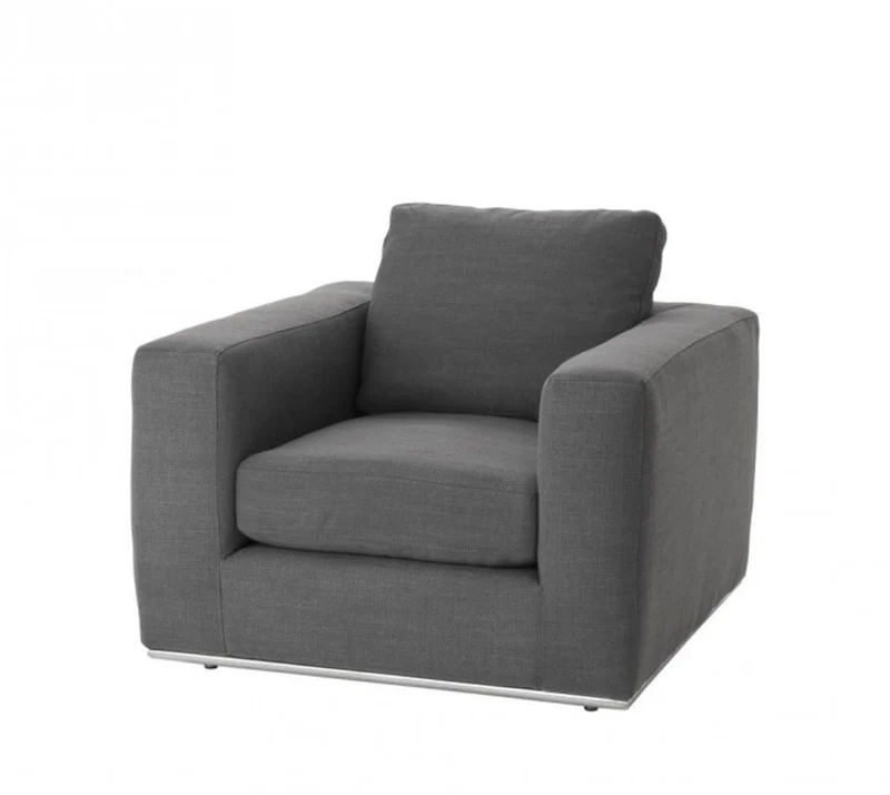 Casa Padrino Luxus Art Deco Sessel aus Kiefernholz und Stoff in Grau, 94 x 100 x 76 cm