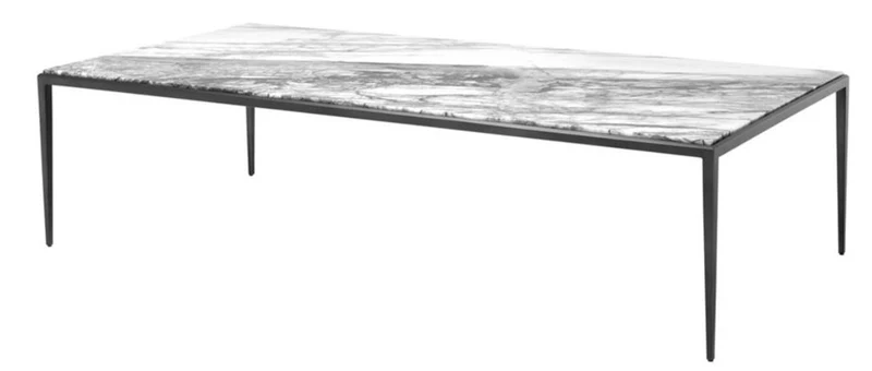 Casa Padrino Couchtisch in bronze mit weißer Marmorplatte 160 x 78 x H. 40 cm - Luxus Wohnzimmermöbel