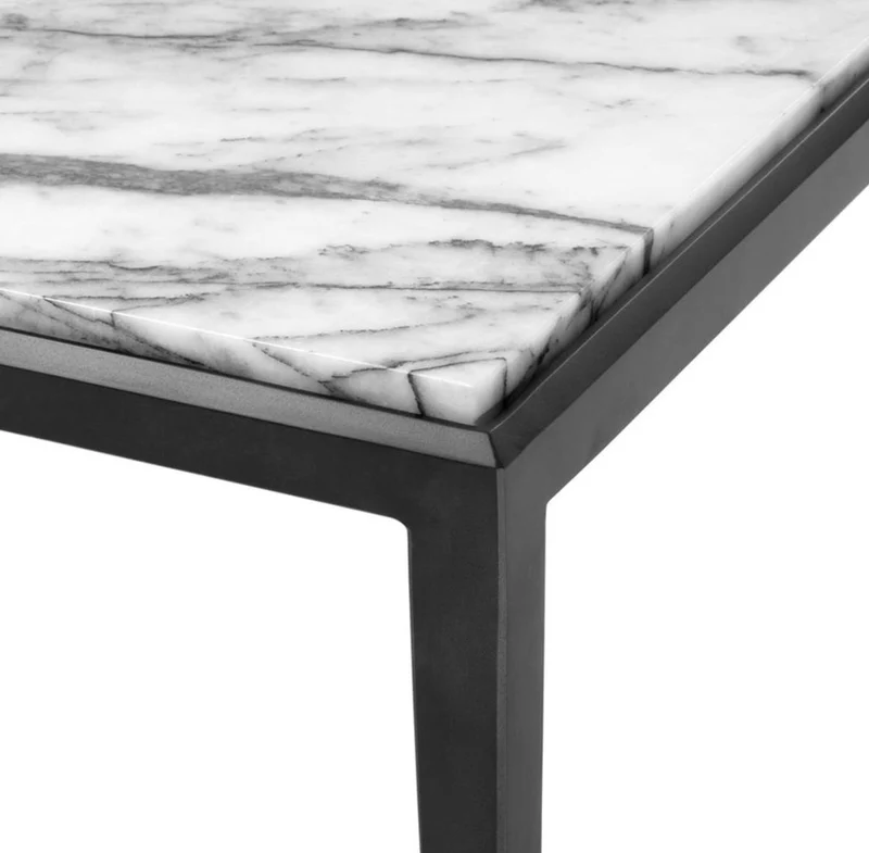 Casa Padrino Couchtisch in bronze mit weißer Marmorplatte 160 x 78 x H. 40 cm - Luxus Wohnzimmermöbel