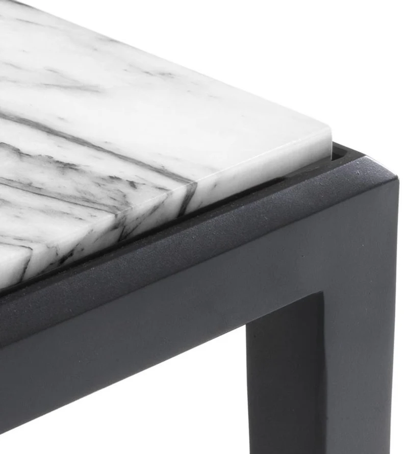 Casa Padrino Couchtisch in bronze mit weißer Marmorplatte 160 x 78 x H. 40 cm - Luxus Wohnzimmermöbel