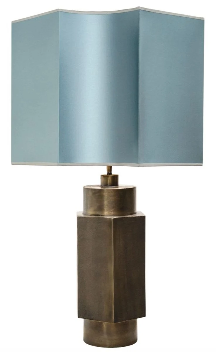 Casa Padrino Luxus Tischlampe Mattschwarz / Türkis 55 x H. 89 cm - Luxus Qualität