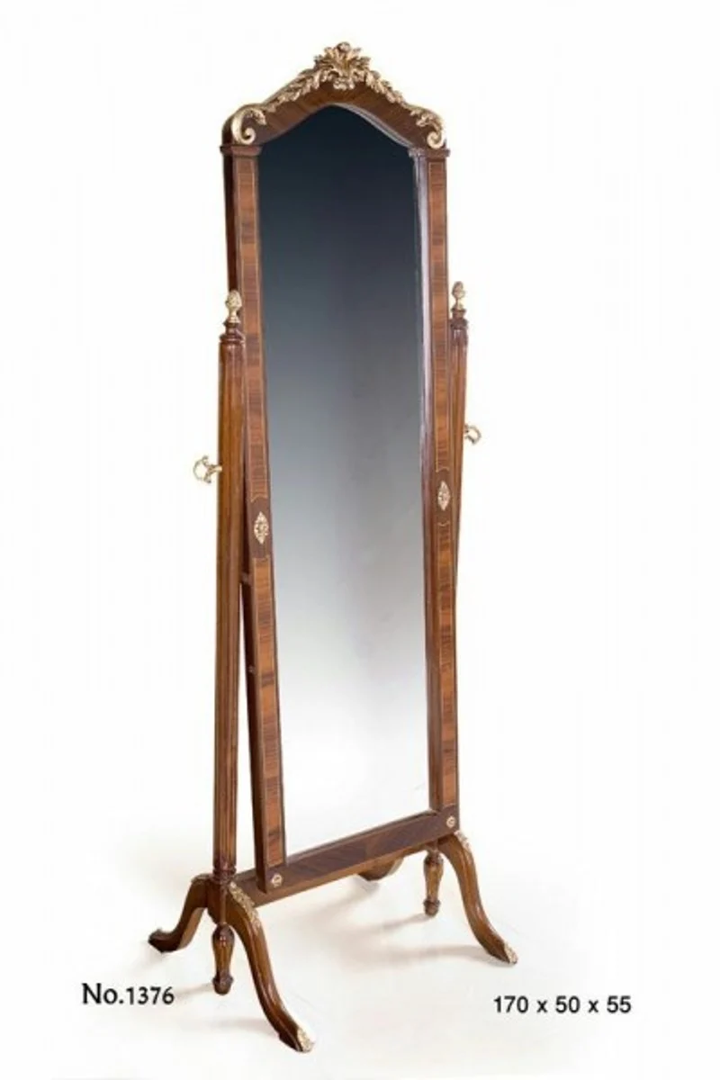 Casa Padrino Barock Standspiegel in Braun und Gold - 55 x 50 x H. 170 cm - Luxuriöser Spiegel im Antik Stil