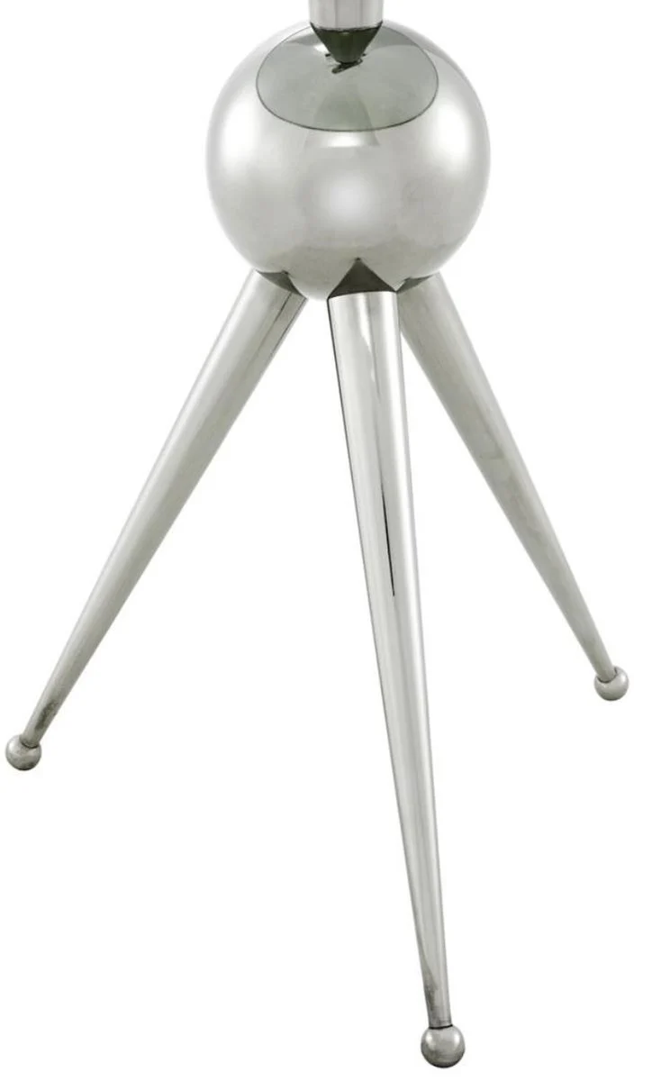 Casa Padrino Beistelltisch in silber mit Glasplatte 40 x H. 72 cm - Luxus Hotel Tisch