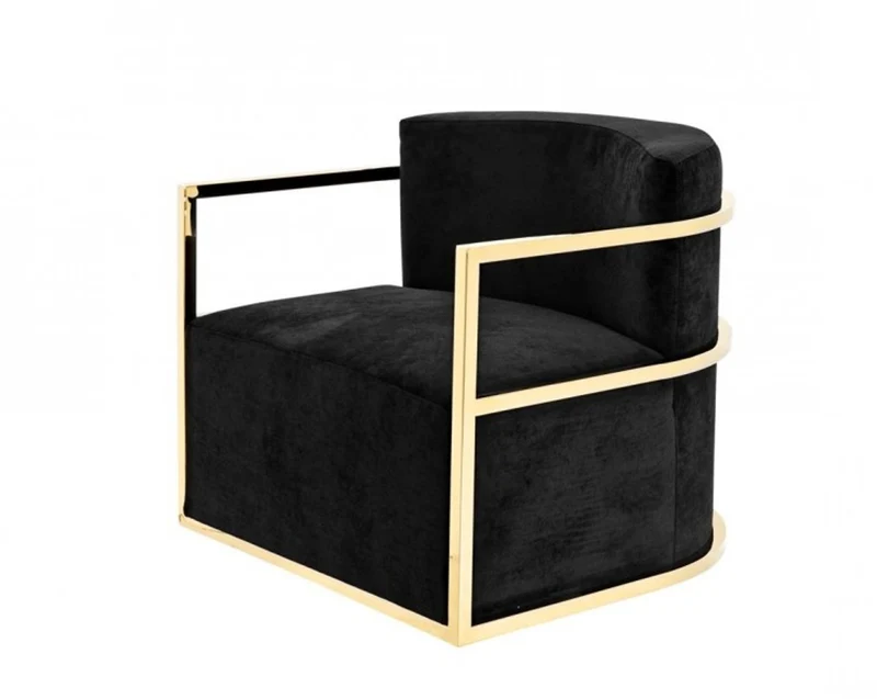 Casa Padrino Luxus Designer Art Déco Hotelsessel in Gold und schwarzem Samt, 76 x 76 x 70 cm