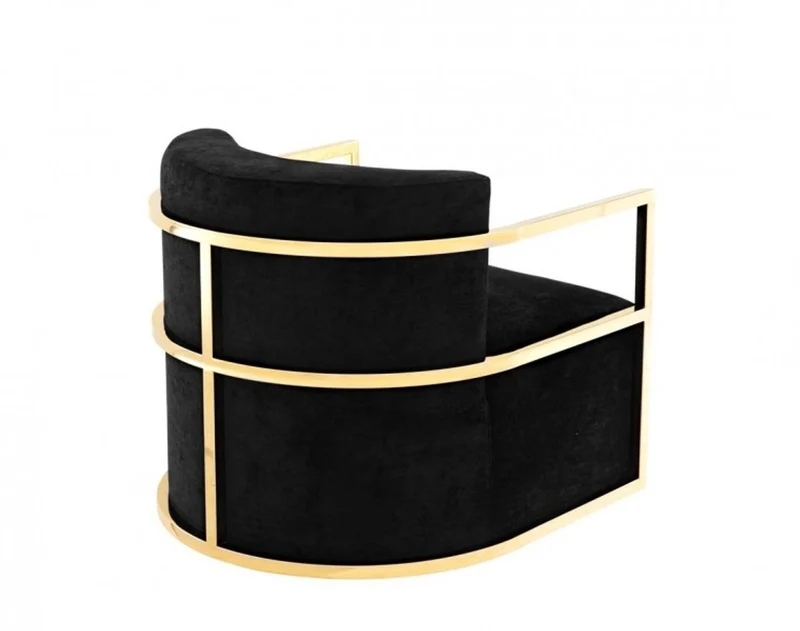 Casa Padrino Luxus Designer Art Déco Hotelsessel in Gold und schwarzem Samt, 76 x 76 x 70 cm