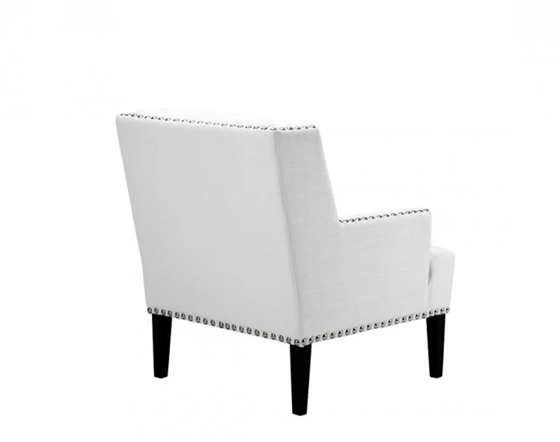Casa Padrino Designer Art Deco Club Sessel in Weiß mit schwarzen Beinen und Nickel Nägeln, 74 x 80 x 89 cm