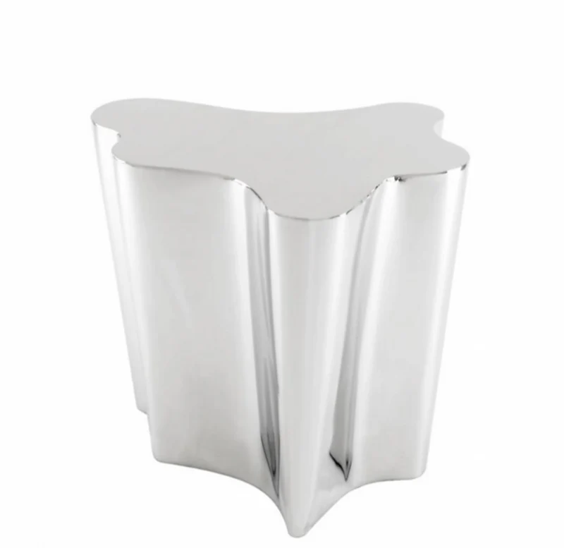 Casa Padrino Luxus Art Deco Designer Beistelltisch - Polierter rostfreier Stahl - 67 x 61 x H. 55 cm