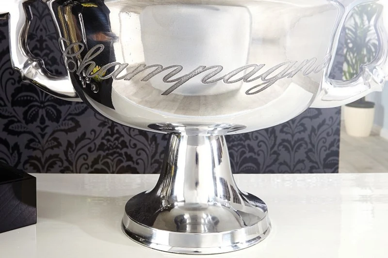 Casa Padrino Luxus Tisch Weinkühler aus Aluminium silber H 30 cm B 65 cm