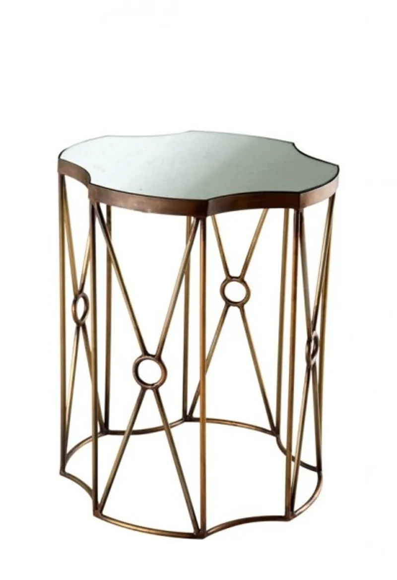 Casa Padrino Luxus Art Deco Designer Beistelltisch 2er Set in Antik Messing - 55 x H. 72 cm / 44,5 x H. 56,5 cm
