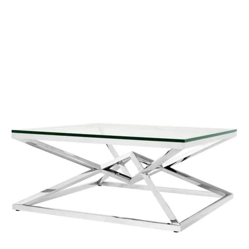 Casa Padrino Luxus Couchtisch Edelstahl Nickel Finish 100 x 100 x H. 45 cm - Quadratischer Wohnzimmertisch