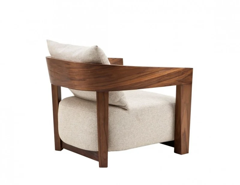 Casa Padrino Luxus Art Deco Sessel aus Mahagoni Holz in Walnussbraun und Hellgrau - 74 x 76 x 76 cm